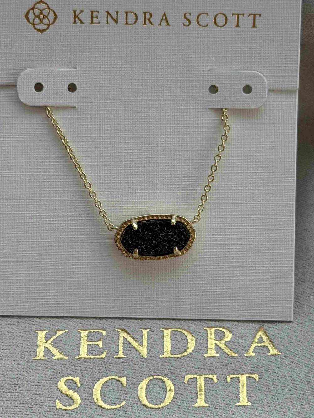 Kendra Scott Black Pearl Crystal Cluster Adjustable Chain Necklace